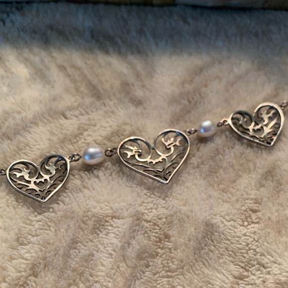 Sterling silver and Pearl heart necklace - Picture 4 of 4